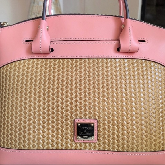 Dooney & Bourke Pink and Tan Woven Leather Tote with matching wallet included - Picture 4 of 13